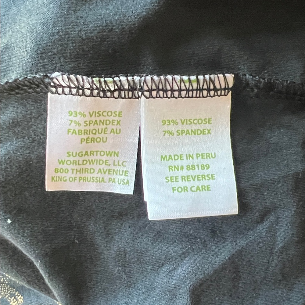 Lily Pulitzer: Black and Gold Floral Print Jersey Dress: Size Medium - Picture 6 of 7